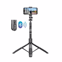 Crong SelfieGo Ultra – Aluminum Bluetooth Selfie Stick Tripod (juodas)