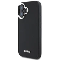 DKNY Paprastas sidabrinis logotipas magnetinis iPhone 16 dėklas - juodas