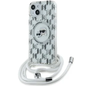 Karl Lagerfeld IML Crossbody Monogram Karl & Choupette Head Magnetinis dėklas telefonui iPhone 15 / 14 / 13 – permatomas
