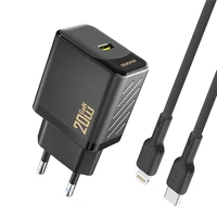 Dudao A26LEU PD 20W GaN USB-C Wall Įkroviklis with USB-C to Lightning Laidas - Juodas
