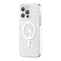 Kingxbar PQY Geek Series magnetinis dėklas telefonui iPhone 14 Pro Max MagSafe sidabrinis