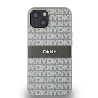 DKNY odinis mono juostelės ir metalinis logotipas dėklas iPhone 15/14/13 - smėlio spalvos