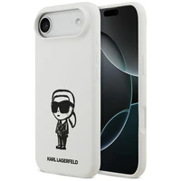 KARL LAGERFELD dėklas telefonui IPHONE 17 Air suderinamas su Magnetine KLHMP17MSKIGROH (Silicone W/ KL Sketch & Logo) baltas