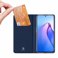 Dux Ducis Skin Pro dėklas telefonui Oppo Reno 8 Pro su atverčiamu dangteliu, kortelių pinigine ir stovu, mėlynas