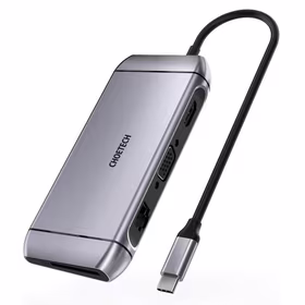 Choetech 9in1 daugiafunkcinis USB Type C šakotuvas - 3x USB 3.2 Gen 1 / SD ir TF atminties kortelių skaitytuvas / HDMI 4K 30Hz / VGA Full HD 60Hz / USB Type C / RJ45 pilkas (HUB-M15 pilkas)