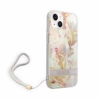 Guess GUOHCP14MHFLSU iPhone 14 Plus 6.7 "violetinis/violetinis kietas dėklas Gėlių dirželis