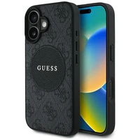 Guess 4G Circle Classic Logo Magnetinis dėklas telefonui iPhone 16 - juodas