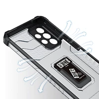 Kristalinis žiedinis dėklas su stovu tvirtas apsauginis dangtelis Samsung Galaxy A72 4G raudonas