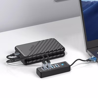 Orico PW4U-C3 USB-C / 4x USB-A 3.0 Hub - juodas
