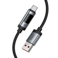 Kabelis USB A į USB C Hoco PD 6A 240W 1,2 m U148 su skaitmenine indikacija - juodas