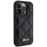 Guess Quilted Metal Logo dėklas telefonui iPhone 15 Pro - juodas