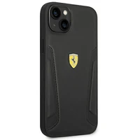 Dėklas telefonui Ferrari FEHCP14MRBUK iPhone 14 Plus 6.7 juodas odinis šonų įspaudas