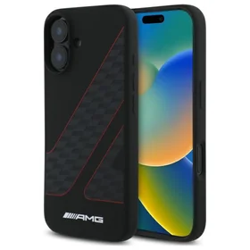 AMG languotas vėliavos rašto magnetinis dėklas iPhone 16 - juodas