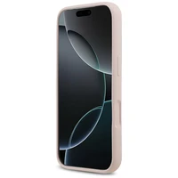 Guess Silikoninis Raštas Metalinis Logo Magnetinė dėklas telefonui iPhone 17 Pro - Rožinė