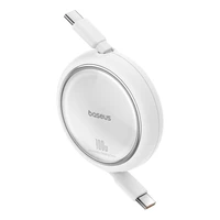Baseus Free2Draw Mini USB-C - USB-C 100W 1m ištraukiamas kabelis - baltas