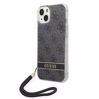 Guess GUOHCP14MH4STK iPhone 14 Plus 6.7 "juodas / juodas kietas dėklas 4G spauda Dirželis
