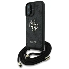 Guess 4G Big Logo Cord Stap dėklas telefonui iPhone 16 - juodas