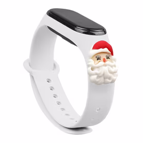 Dirželis Xmas Xiaomi Mi Band 3 / 4 Kalėdinis silikoninis dirželis apyrankė su Kalėdų Seneliu - balta