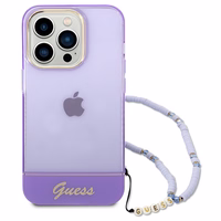 Dėklas telefonui Guess GUHCP14LHGCOHU iPhone 14 Pro 6.1 violetinis perlamutrinis dirželis