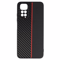 Tel Protect CARBON dėklas telefonui Xiaomi Redmi Note 11 Pro/Note 11 Pro 5G juodas su raudona juostele