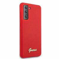 Guess GUHCS21MLSLMGRE S21+ G996red/raudonas dėklas silikoninis Script Metal Logo