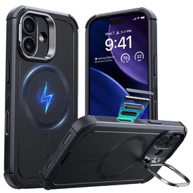 ESR Cyber Kickstand Magnetinis dėklas telefonui iPhone 17 - juodas