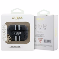 Guess GUAP2P4RPSK AirPods Pro 2 (2022/2023) dėklas juodas 4G Printed Stripes Charm