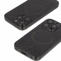 Blizgus Magsafe dėklas Samsung Galaxy S25 Edge juodas skaidrus