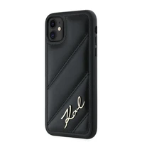 Karl Lagerfeld Diagonal Quilted Script dėklas telefonui iPhone 11 / Xr - juodas