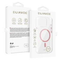 Liavec Blizgus Magnetinis Skaidrus dėklas telefonui Iphone 13 Pro rožinė