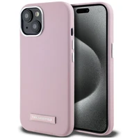 Karl Lagerfeld FW Metal Plate Magnetinis iPhone 15 dėklas - rožinis