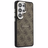 GUESS dėklas for SAMSUNG S26 Ultra GUHMS26LP4MSEGCW (4G Embossed Ring MagSafe) rudas