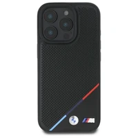 BMW M perforuotas trispalvės linijos magnetinis dėklas telefonui iPhone 16 Pro Max - juodas