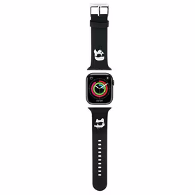 Karl Lagerfeld 3D Rubber Karl&Choupette Heads dirželis for Apple Watch 42/44/45/49mm - juodas