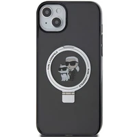 Karl Lagerfeld KLHMP15MHMRSKCK iPhone 15 Plus 6.7" juodas/juodas kietas dėklas su žiediniu stovu Karl&Choupette Magnetinis