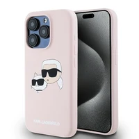 Karl Lagerfeld Silikoninis Karl&Choupette MagSafe dėklas iPhone 15 Pro Max - rožinis