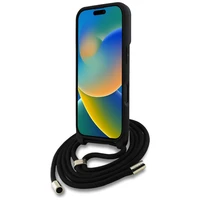 Guess 4G Big Logo Cord Stap dėklas telefonui iPhone 16 Plus - juodas