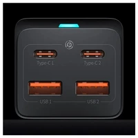 Įkroviklis Baseus GaN3 Pro 100W 2xUSC-C/2xUSB-A juodas CCGP000101