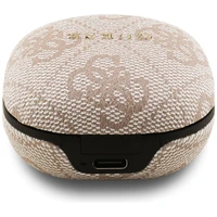 Belaidės ausinės TWS ENC Guess 4G Classic Metal Logo rožinės spalvos