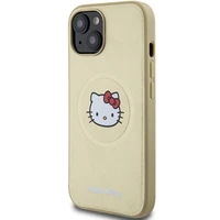 Hello Kitty odinis Kitty Head magnetinis dėklas telefonui iPhone 15 - auksinis