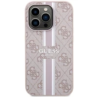 Guess 4G Printed Stripes Magnetinis dėklas telefonui iPhone 15 Pro - rožinis