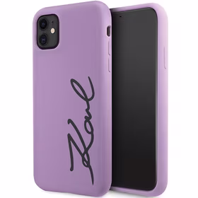 Karl Lagerfeld KLHCN61SKSVGU iPhone 11 / Xr 6.1" violetinis kietas dėklas Silikoninis Parašas