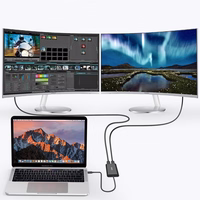 Choetech kištuko adapteris USB Type C Thunderbolt 3 (40Gbps) - 2x DisplayPort 4K 60Hz juodas (HUB-D03)