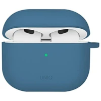 Uniq Nexo AirPods 4 + ausų kabliukų silikoninis dėklas - mėlynas