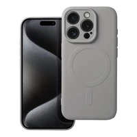 SILICONE MAG COVER dėklas telefonui suderinamas su MagSafe iPhone 15 Pro pilkas titano