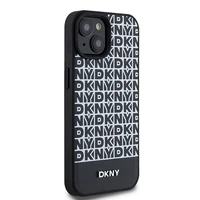 DKNY Odinis spausdintas raštas metalinis logotipas Magnetinis dėklas iPhone 15 / 14 / 13 - juoda
