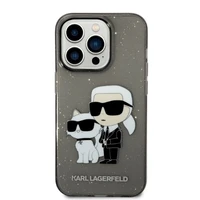 Karl Lagerfeld Glitter Karl&Choupette dėklas telefonui iPhone 14 Pro Max - juodas