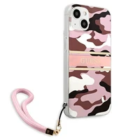Guess GUHCP13MKCABPI iPhone 13 6.1" rožinis/rožinis kietas dėklas Camo Dirželis Kolekcija