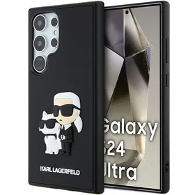 Karl Lagerfeld 3D guminis Karl&Choupette dėklas telefonui Samsung Galaxy S24 Ultra - juodas