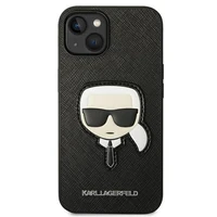 Karl Lagerfeld Saffiano Karl's Head Patch dėklas telefonui iPhone 14 Plus - juodas